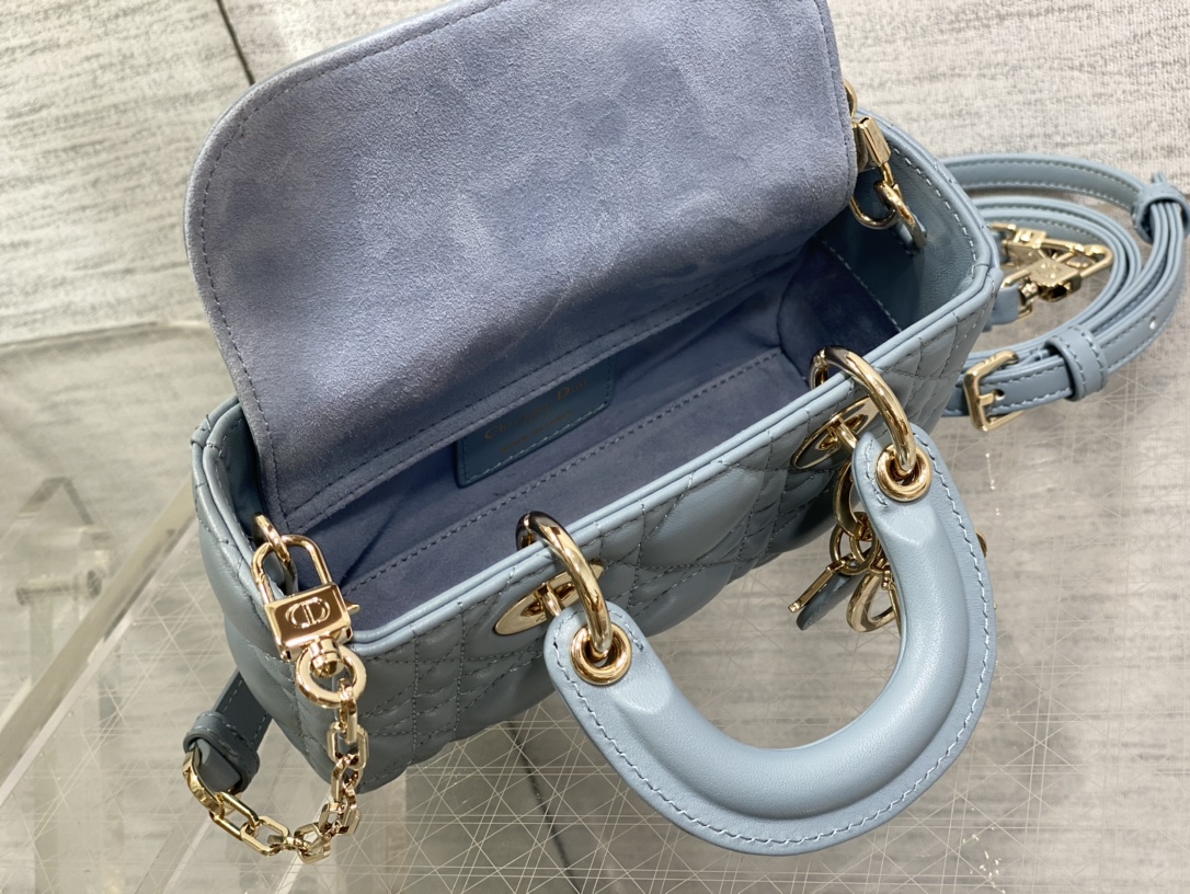 Micro Lady D-Joy Bag Gray Cannage Lambskin